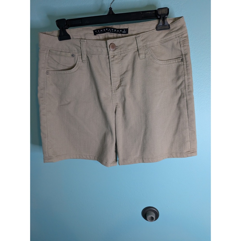 Tinseltown Denim Couture Khaki Tan Stretch Shorts Womens Size 7 KHB016029